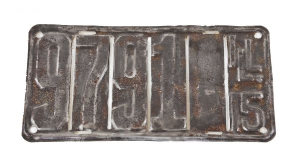 single-sided dated c. 1915 original industrial oversized refinished perforated commercial truck front grille stamped steel illinois 4-digit license plate