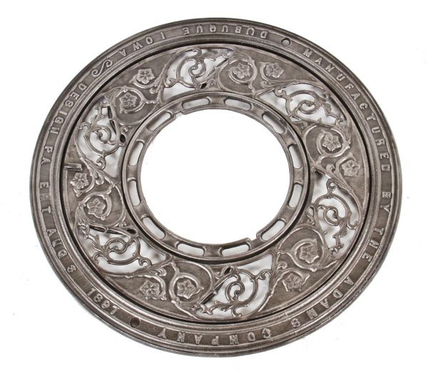 highly detailed turn of the century refinished cast iron interior residential circular-shaped "adams" ceiling, wall or floor register or ventilation grate 