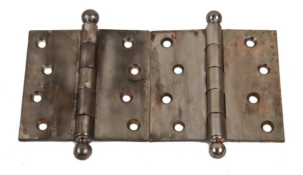 original late 19th century antique american interior residential refinished cast iron loose pin passage door hinges with ball finials 
