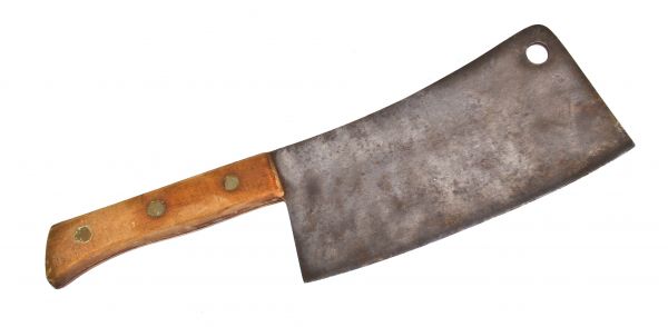 original oversized early 20th century american industrial chicago hog butcher's  meat cleaver with nicely worn solid