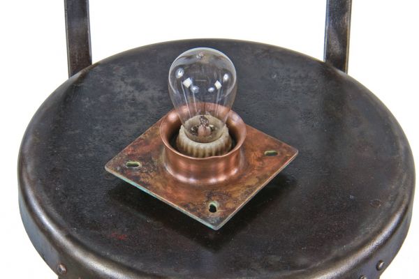 original and fully functional antique american industrial aged cast bronze new york city subway "bare bulb" pendant light with intact ceramic socket 