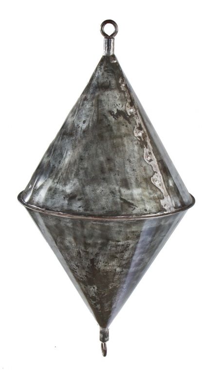 rare old american industrial primttive riveted joint heavy gauge sheet steel bi-conical- shaped mooring buoy with intact eyelets