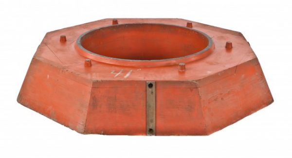 original and oversized c. 1920's impressive american antique industrial a. finkl foundry painted red solid wood pattern or form for casting iron or steel foundry components