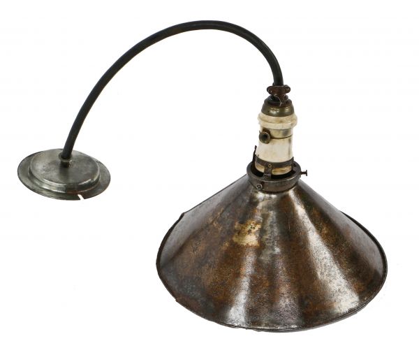 refinished c. 1930's american industrial single wrigley chewing gum factory machine shop pendant light fixture with cold-rolled steel reflector and original steel canopy