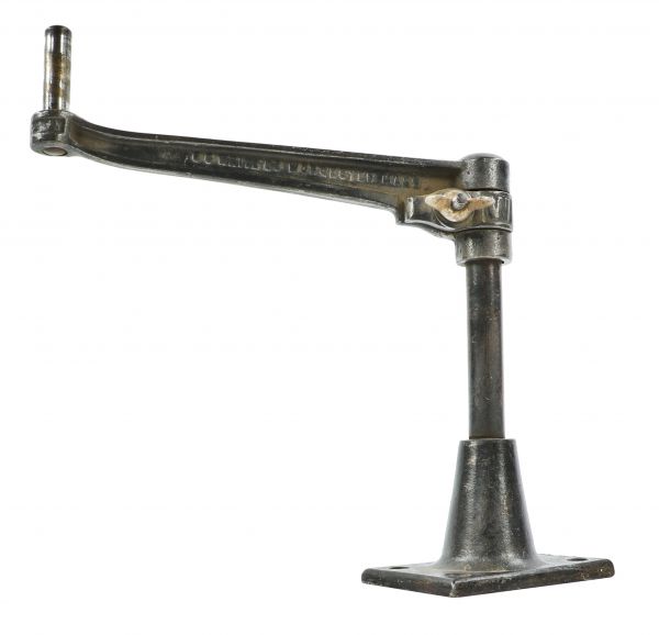 all original late 19th or early 20th century antique american industrial robust o.c. white cast iron "style d" task lamp bracket with tapered cast iron base 