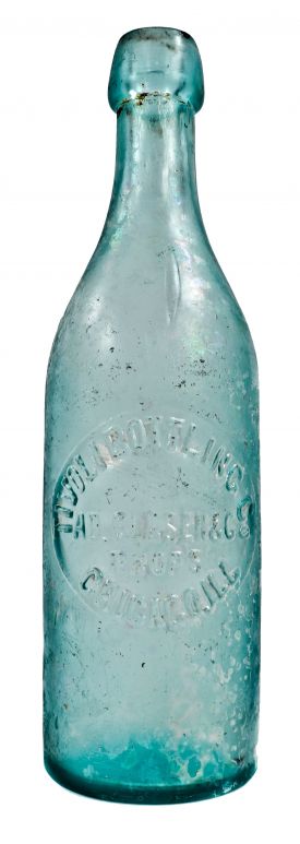 rare late 1850's original and intact cobalt blue blobtop soda 