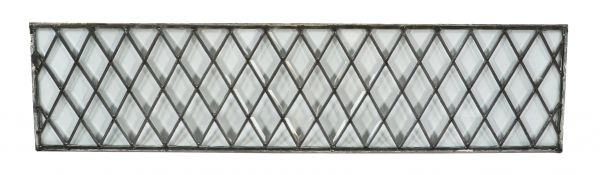 original and intact 19th century antique american all-beveled french glass chicago residential long and narrow transom window with elegant diamond pattern 