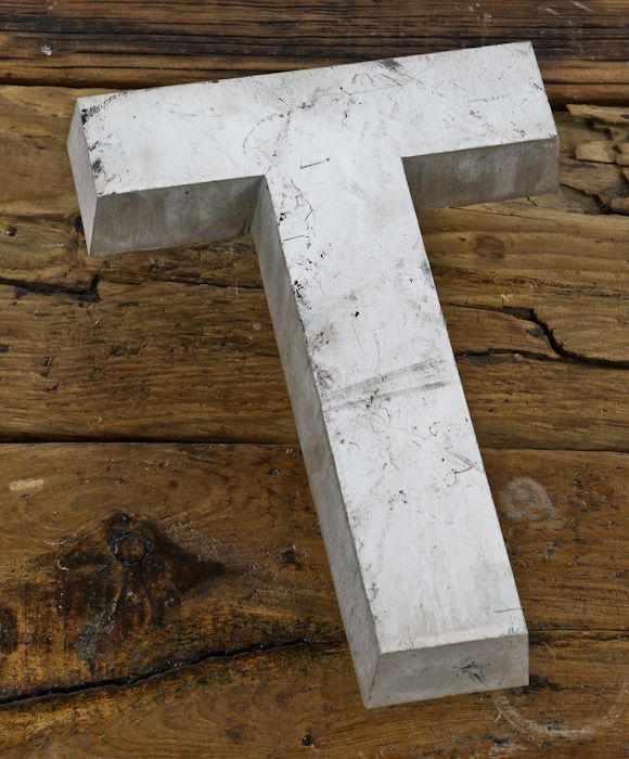 mid-20th century vintage american industrial oversized cast aluminum single michael reese hospital exterior building letter sign 