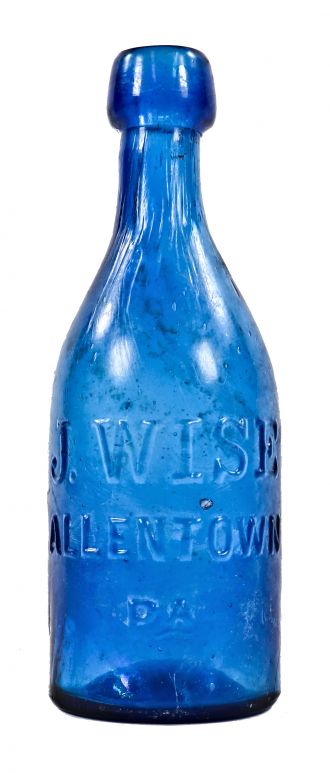 rare all original and intact mid-nineteenth century privy dug medium cobalt blue pony style blobtop fabricated for pennsylvania bottler james wise