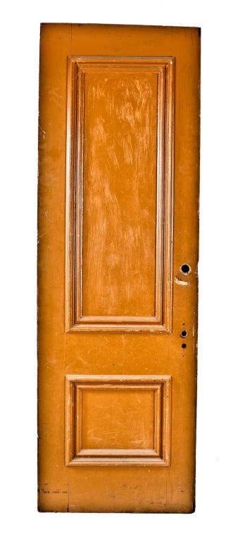 original late 1860's antique american interior pre-fire chicago residential white pine wood vestibule two-panel door with sought after built-up molding  