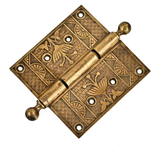 Matching Antique 4 Eastlake Hinges in Cast Brass
