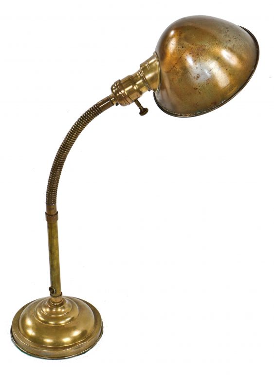Adjustable Gooseneck Brass Desk Lamp, Brass Desk Lamp Vintage