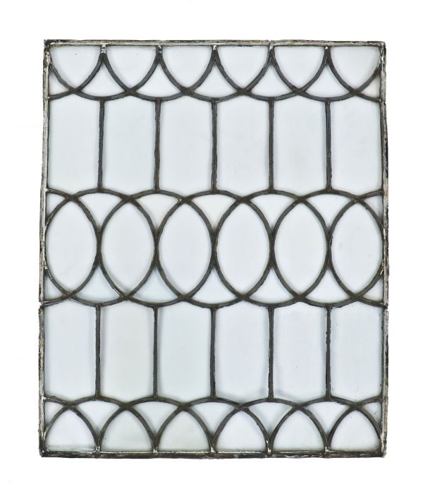 exceptional late 19th or early 20th century antique american "wrightesque" leaded glass residential transom window with strongly geometric design motifs