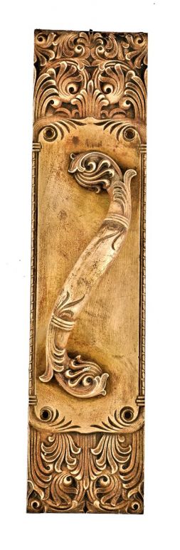 remarkable late 19th or early 20th century antique american ornamental cast bronze commercial building entrance door pull with curvaceous handle