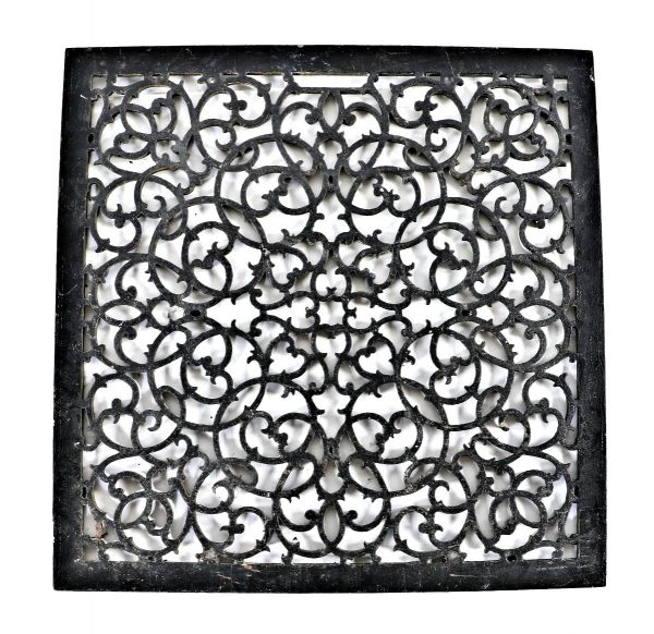 gargantuan 19th century antique american black enameled ornamental cast iron kaufmann store & flats single-sided flush mount tuttle & bailey floor grate	