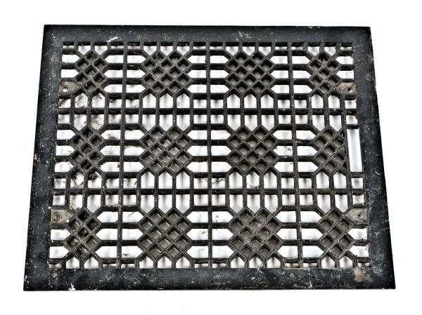 single all original oversized antique american ornamental cast iron "indian lattice" pattern interior residential salvaged chicago flush mount floor grate 