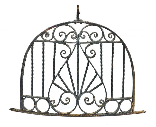 single all original and intact late 19th century ornamental wrought iron salvaged chicago residential window guard with centrally located palmette design motif 
