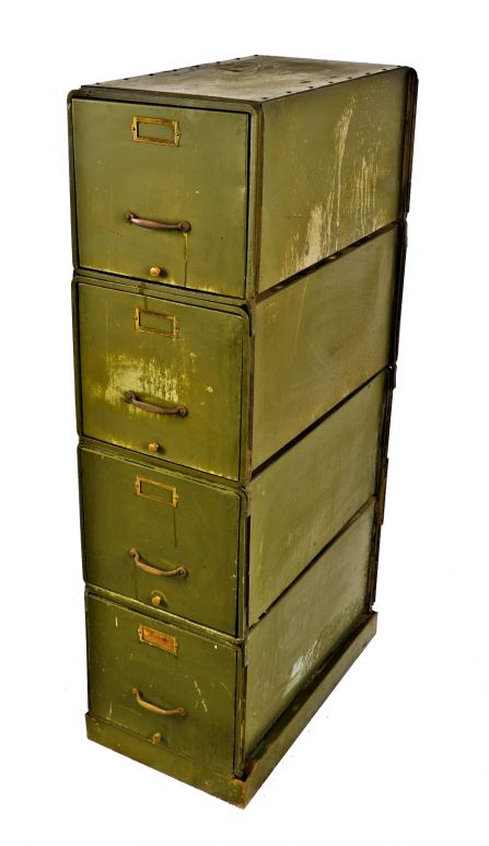 highly desirable c. 1930's depression era downtown chicago commercial office building modulated heavy gauge american industrial steel filing cabinet  