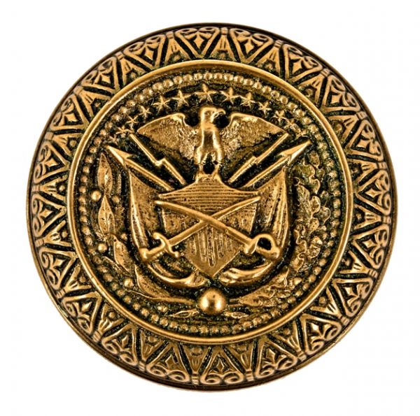 historically important oversized 1870's emblematic united states department of war interior office door cast bronze doorknob 