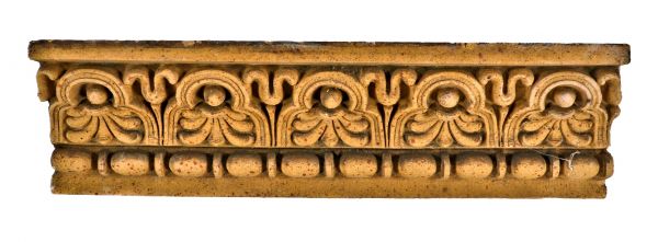 original and intact northwestern ornamental terra cotta st. boniface school cornice panel with a repeating floral and bead and reel design 