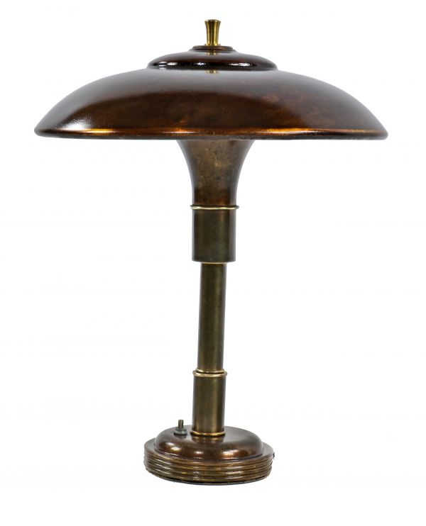  highly sought after early 1940's american art deco machine faries "guardsman" table or desk lamp with "normandy bronze" finish 