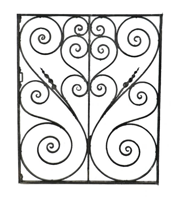 elegantly designed original antique american 19th century victorian era salvaged chicago ornamental forged wrought iron residential window guard