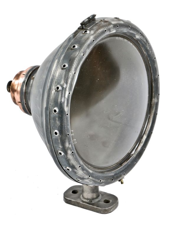 rare all original c. 1920's antique american curtis x-ray new york city theater floodlight with fully enclosed "mercury glass" gold enameled reflector 