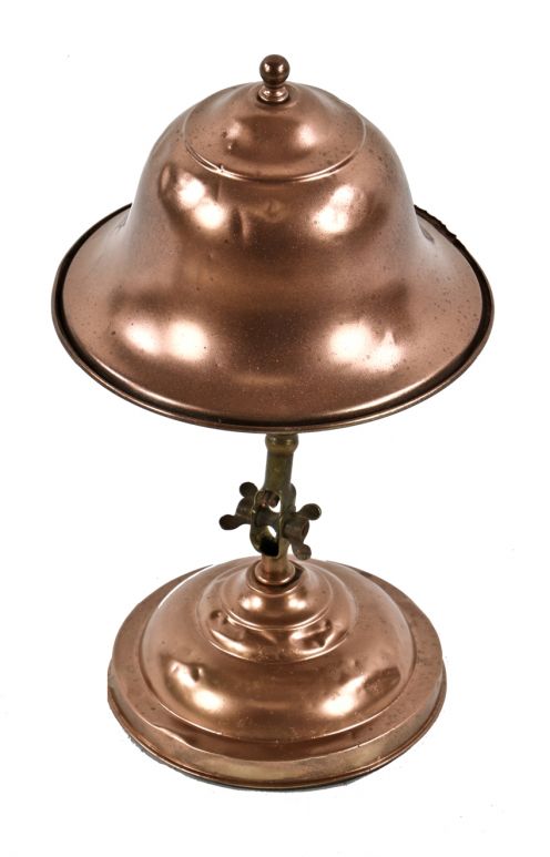 early 20th century antique american industrial yellow brass "wallace" wall-mount or table lamp with detachable bell-shaped shade
