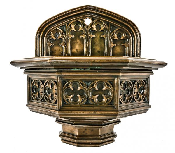 remarkable late 19th century american gothic revival style university of chicago cobb hall flush mount drinking fountain with nicely aged patina 
