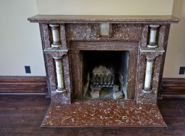 impressive c. 1880's original and intact interior chicago mansion tennessee and cararra marble fireplace mantel with pilasters 