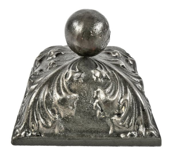 original c. 1894 ornamental cast iron chicago stock exchange building interior newel post bottom finial cap with centrally located ball surrounded by leafage 