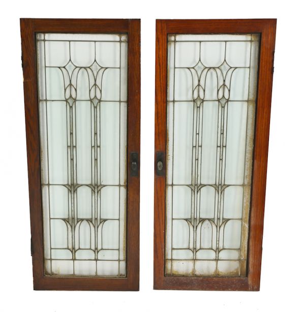 Sg 2893 3 Avail Priced Each Antique leaded glass window cabinet door 24x 48 