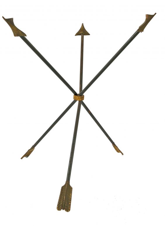 early 1950's mid-century neoclassical brass maison jansen interior residential arrow tripod side table base stamped made in italy
