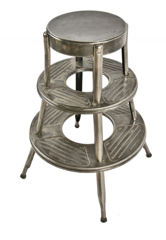 c. 1930's antique american industrial folded and pressed steel outdoor filling station island oil can display rack with graduated tiers 
