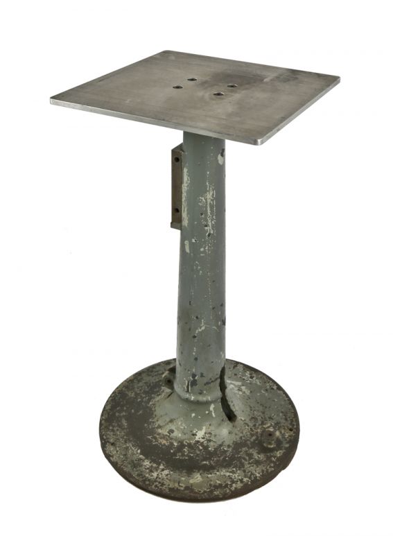 original c. 1940's american industrial freestanding tapered cast iron pedestal salvaged chicago machine shop grinder base with nicely distressed paint finish 