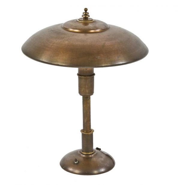 c. 1940's american art deco machine age faries "guardsman" single light table or desk lamp with largely intact original "normandy bronze" finish 