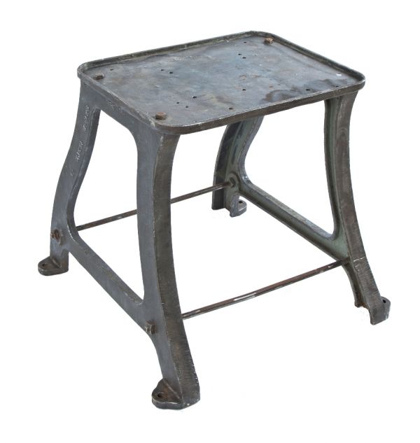 early 20th century antique american industrial refinished cast iron machine base with reinforced four-legged base and detachable solid iron deck with raised edges