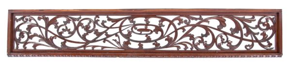 stunning all original and well-maintained 1880's elaborately carved cherry wood interior fretwork or wood grille salvaged from a chicago mansion demolished in the 1960's