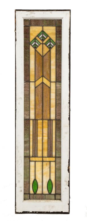single all original strongly geometric leaded art glass salvaged chicago prairie style window with richly colored variegated glass 