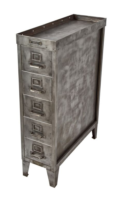 Industrial Office Decor Storage Display Vintage by ASCO Card Cabinet Stacking Metal Card File Box Double Drawers