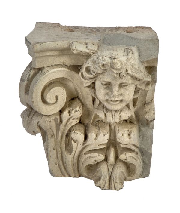 historically important largely intact documented museum-quality c. 1926 eichenbaum-designed granada theater facade white glazed terra cotta cherub head fragment with allover crazing