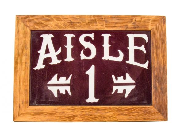 rare late 1920's american salvaged chicago interior lawndale theater illuminated lobby auditorium wall-mount "aisle 1" etched ruby red flash glass directional sign 