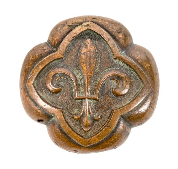 rare c. 1894 original usually-shaped william le baron jenney-designed isabella building fleur-de-lis pattern cast bronze office doorknob