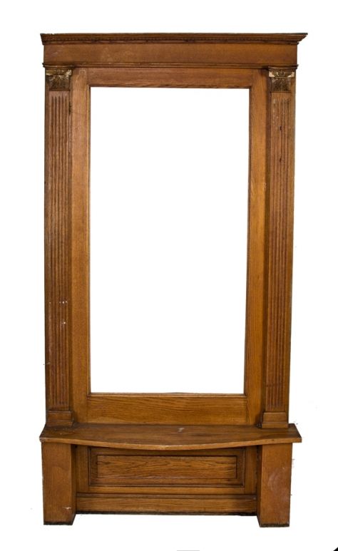 exceptional early 20th century salvaged chicago architectural interior residential wall-mount pier mirror or side console comprised of oak wood with original finish amazingly intact 