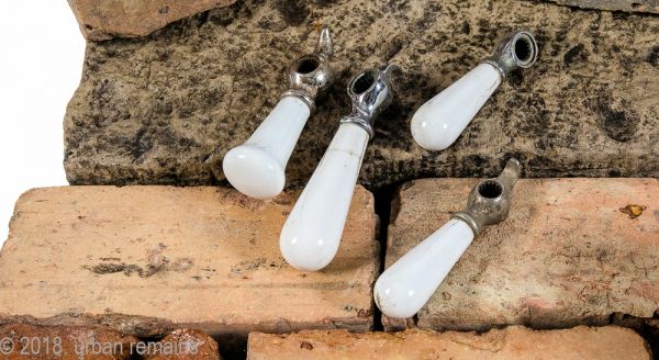 original late 19th or early 20th century antique american oversized interior residential white porcelain or china toilet closet pull handles with nickel-plated brass hardware