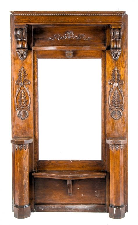 extraordinary all original and completely intact late 19th century salvaged chicago varnished oak wood salvaged chicago mansion pier mirror with oversized corbels 