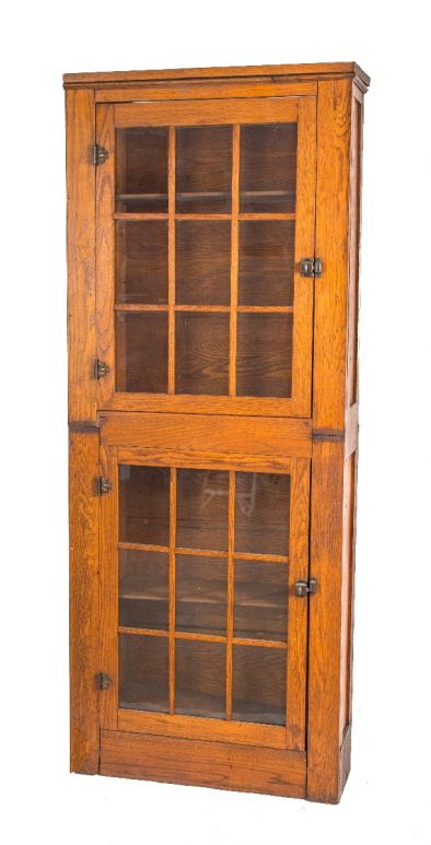 All Original Mission Style Salvaged, French Country Bookcase With Glass Doors