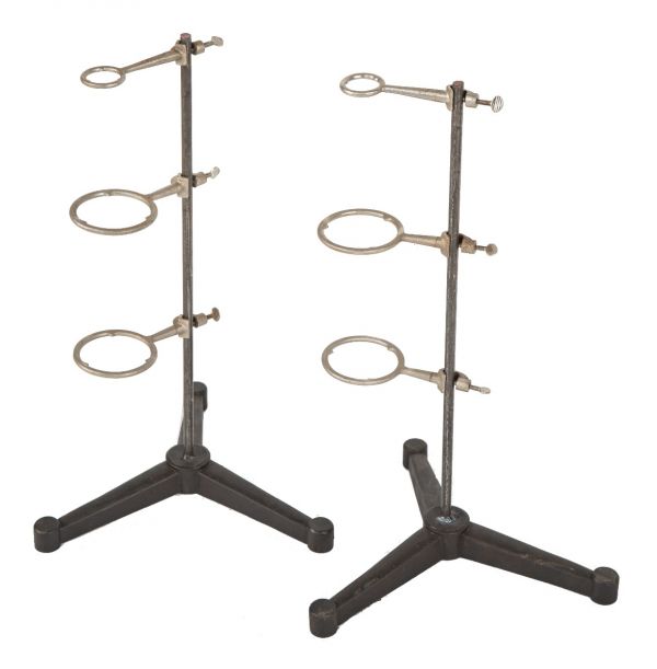 pair of original early 20th century antique american freestanding salvaged chicago laboratory retort stands
