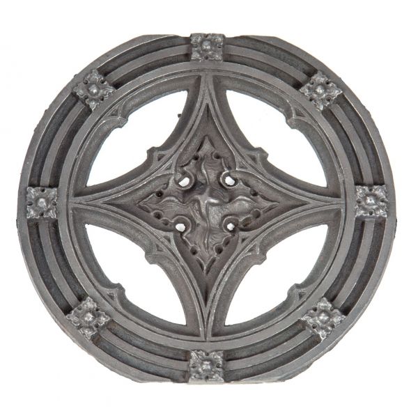 original 19th century historically important ornamental cast iron gothic style fisher building elevator door medallion