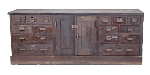 highly sought after early 20th century antique american salvaged chicago university laboratory birch wood storage cabinet 